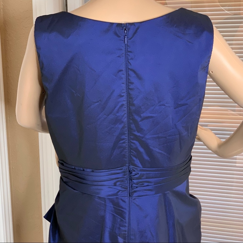 Tadashi Shoji Evening Cocktail Dress Blue Crystal Jeweled Ruched Size 10 - Picture 9 of 16